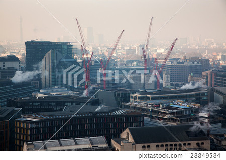 rooftop view over London on a foggy day 28849584