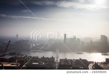 rooftop view over London on a foggy day 28849600