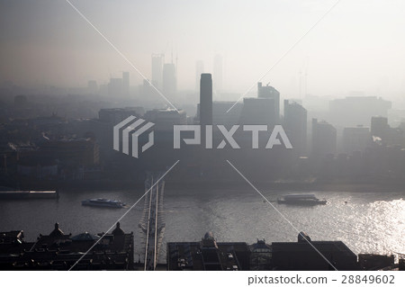 rooftop view over London on a foggy day 28849602