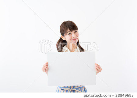 Young lady, housewife, white board, information 28849692