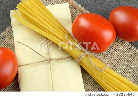 Basic ingredients for preparing Italian pasta. 28850646