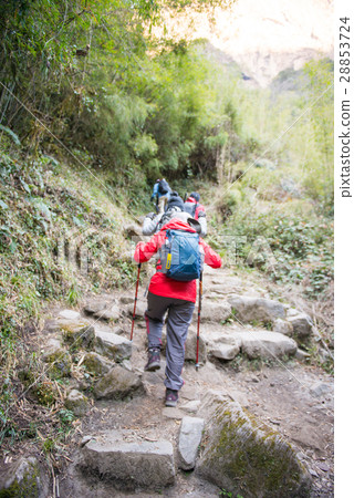 Hiking to Himalaya mountain in Nepal , trekking Hiking to Himalaya mountain in Nepal , trekking 28853724