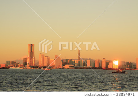 Fuji in the morning glow and the landmark tower Fuji in the morning glow and the landmark tower 28854971