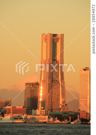Fuji in the morning glow and the landmark tower Fuji in the morning glow and the landmark tower 28854972
