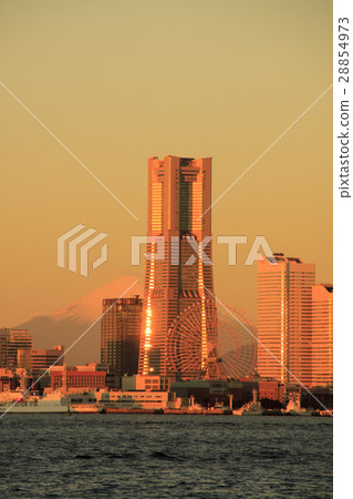 Fuji in the morning glow and the landmark tower Fuji in the morning glow and the landmark tower 28854973