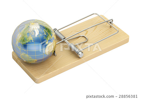 Earth Globe In Mousetrap, 3D rendering 28856381