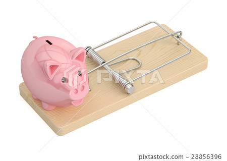 Mousetrap with piggy bank, 3D rendering 28856396