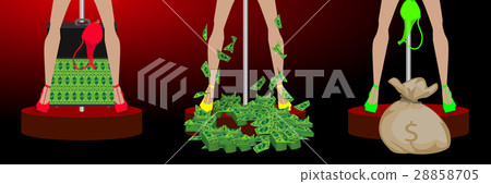 girl s legs in a pile of dollar bag and case 28858705
