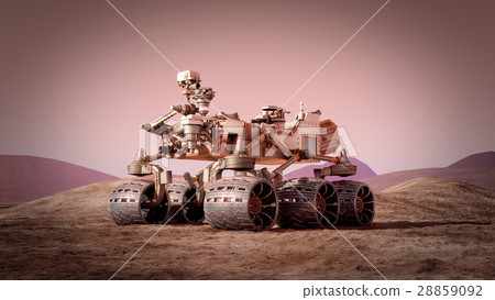 Mars rover on the Mars. 3d rendering Mars rover on the Mars. 3d rendering 28859092