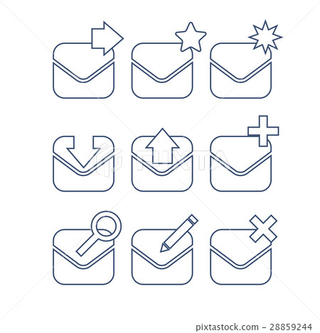 Mail icon set. Linear icons. - Stock Illustration [28859244] - PIXTA