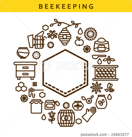 Beekeeping vector line icon label emblem. 28863877