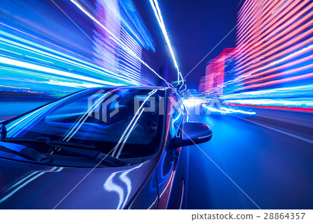 night city drive by car 28864357