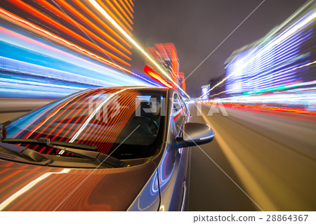 night city drive by car night city drive by car 28864367