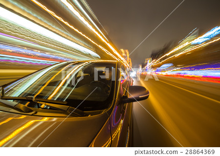 night city drive by car night city drive by car 28864369
