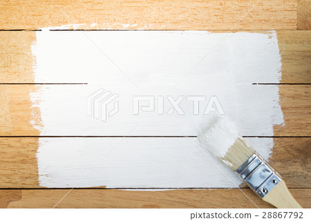 White paint space with paintbrush on wood 28867792