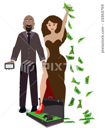 a pair of lovers on a white with a case of money 28868769