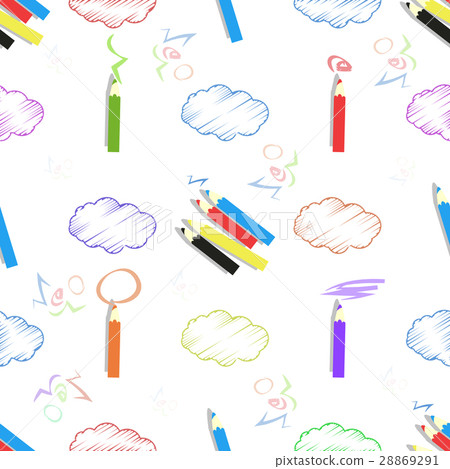 colored pencils and clouds. seamless pattern colored pencils and clouds. seamless pattern 28869291