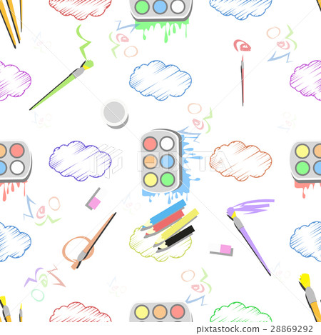 paint with a brush and clouds. seamless pattern paint with a brush and clouds. seamless pattern 28869292