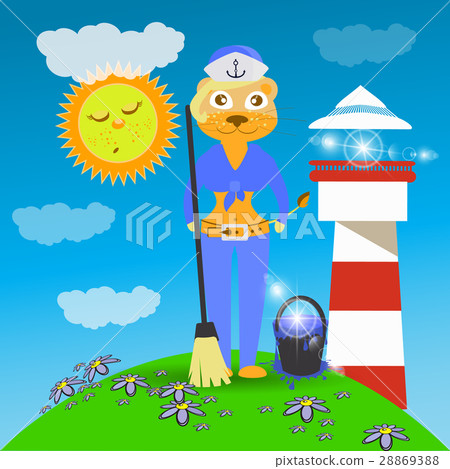 Lioness with a broom cleaning Lioness with a broom cleaning 28869388