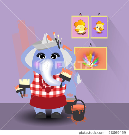 elephant paints the wall 28869469