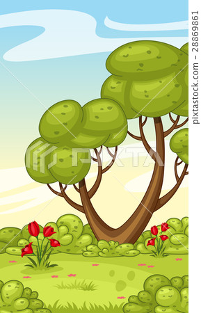 Vertical Cartoon Nature Background For Stock Illustration 28869861 Pixta