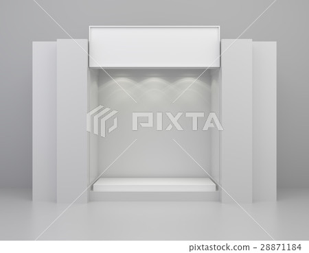 Front view of empty clean showcase 28871184