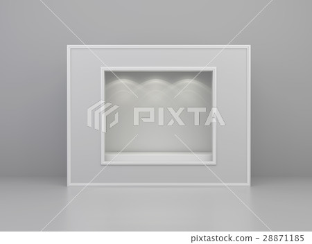 Front view of empty clean showcase 28871185