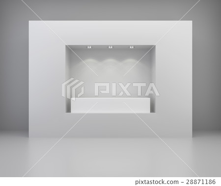 Front view of shop exterior design with pedestal 28871186