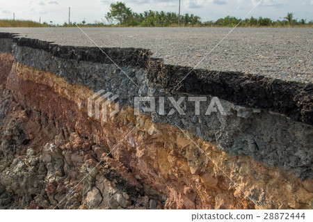 The curb erosion from storms. The curb erosion from storms. 28872444