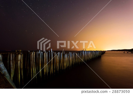 milky way over sea with twilight sky 28873050