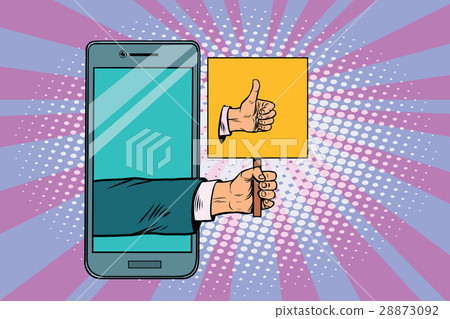 Thumb up gesture smartphone 28873092