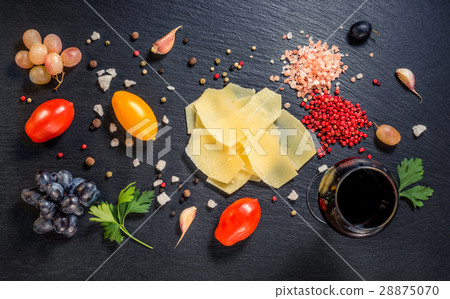 top view of tasty fresh thin slice parm cheese top view of tasty fresh thin slice parm cheese 28875070