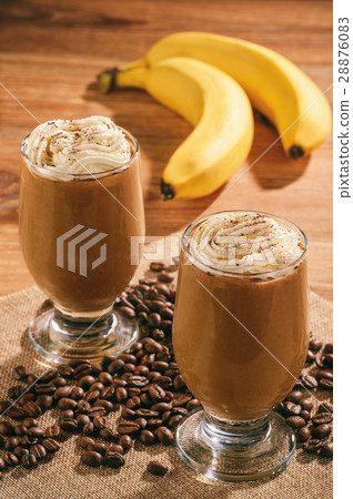 Coffee milk cocktail with banana  28876083