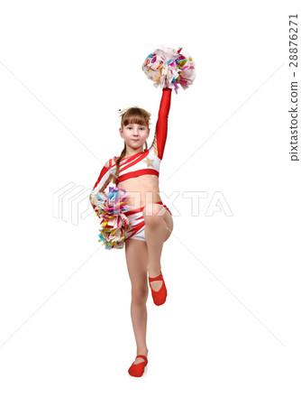 cheerleader girl with pompoms dances cheerleader girl with pompoms dances 28876271