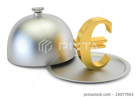 Restaurant cloche with gold euro symbol 28877663