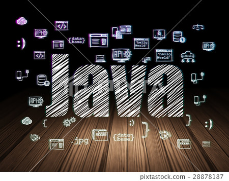 Programming concept: Java in grunge dark room Programming concept: Java in grunge dark room 28878187