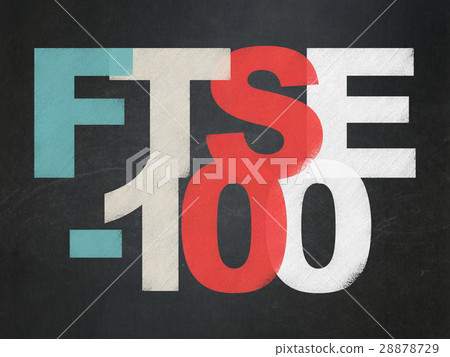 Stock market indexes concept: FTSE-100 on School 28878729