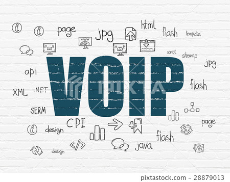 Web development concept: VOIP on wall background 28879013