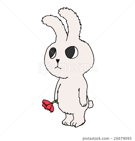 A rabbit with red flowers 28879095