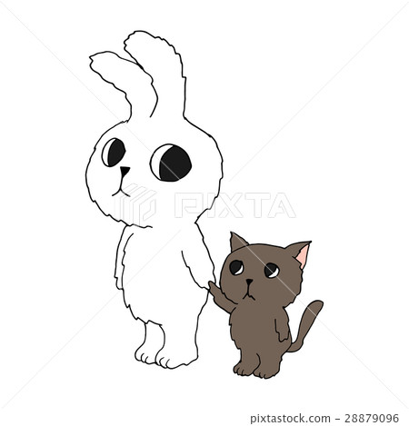 Usagi and cat holding hands 28879096