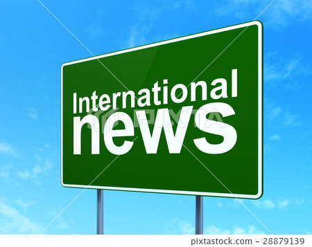 News concept: International News on road sign 28879139