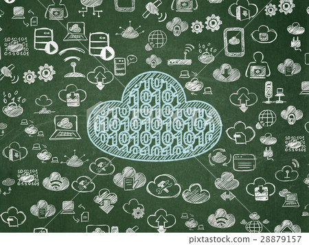 Cloud computing concept: Cloud With Code on School - Stock Illustration ...