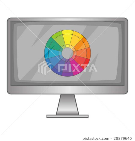 Computer monitor with color spectrum icon 28879640