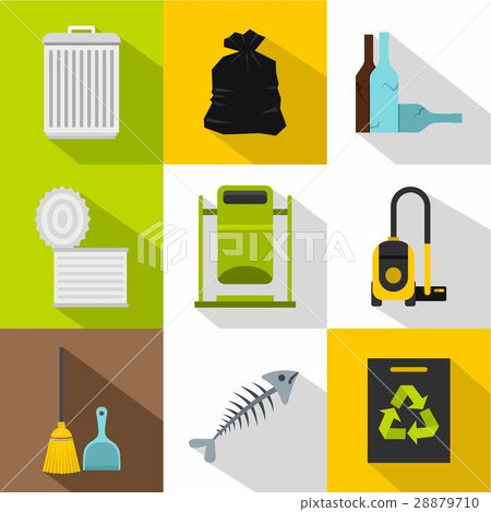 Garbage icons set, flat style Garbage icons set, flat style 28879710