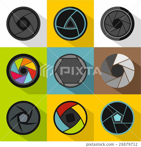 Types of aperture icons set, flat style - Stock Illustration [28879712 ...