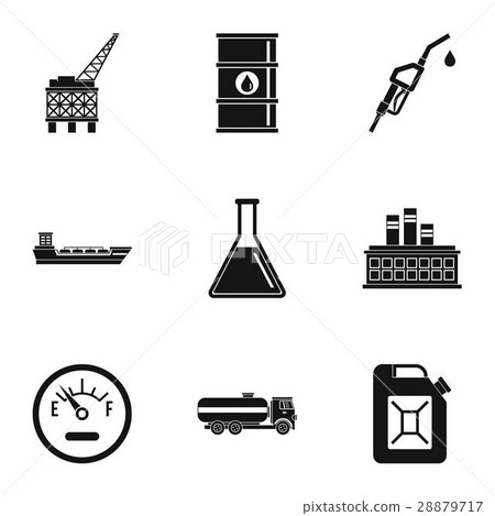 Gasoline icons set, simple style Gasoline icons set, simple style 28879717