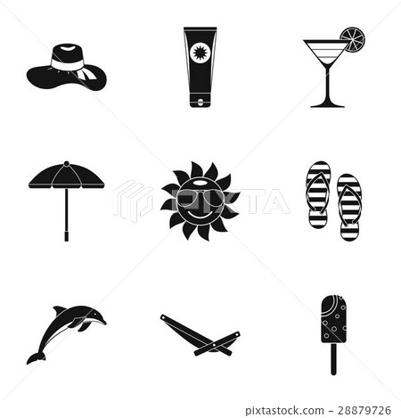 Journey to sea icons set, simple style 28879726