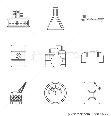 Fuel icons set, outline style Fuel icons set, outline style 28879777