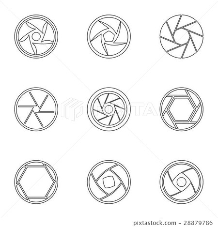 Types of aperture icons set, outline style - Stock Illustration ...