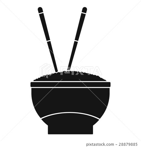 Bowl of rice with chopsticks icon, simple style Bowl of rice with chopsticks icon, simple style 28879885